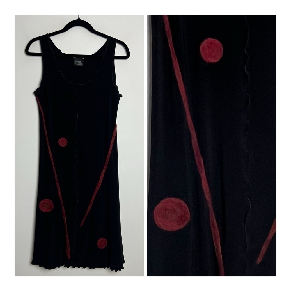 Living‎ Out Loud With MIA Black Artsy Lagenlook Modern Sleeveless Dress Sz S